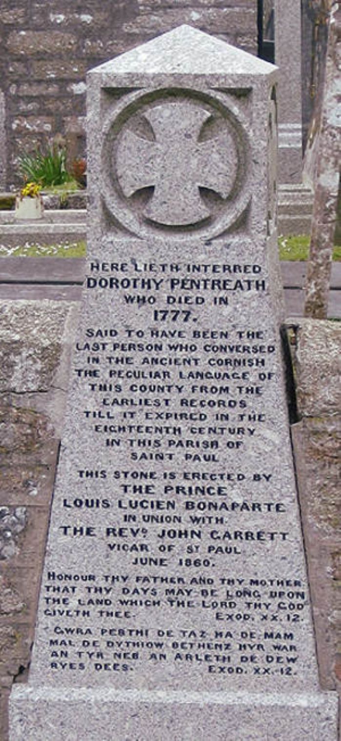 Dolly Pentreath monument, Paul Churchyard 